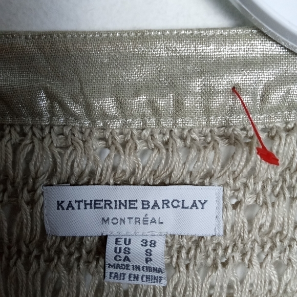 Katherine Barclay Montreal Metallic Brown 100% Linen Open Knit Cardigan sz Small - Picture 7 of 9